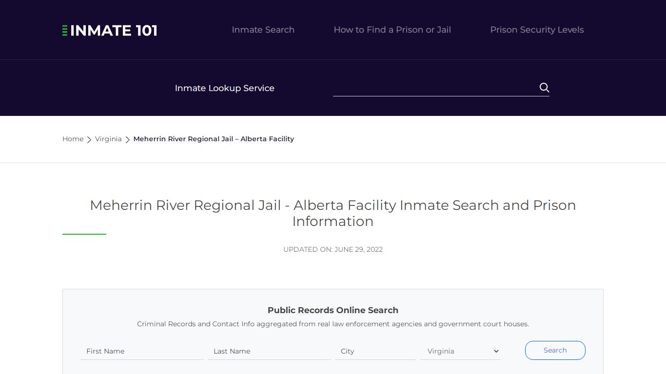 Meherrin River Regional Jail - Alberta Facility Inmate ...