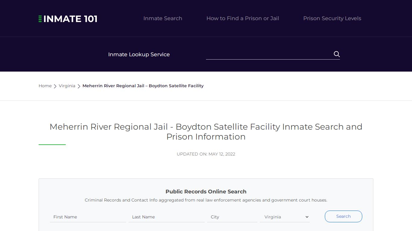 Meherrin River Regional Jail - Nationwide Inmate Search